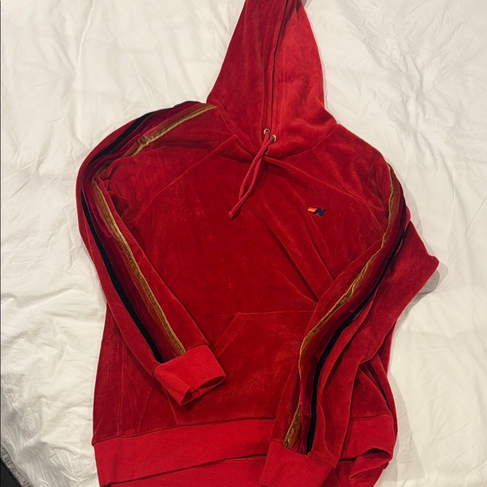 Aviator Nation Red Hoodie with Gold Accents